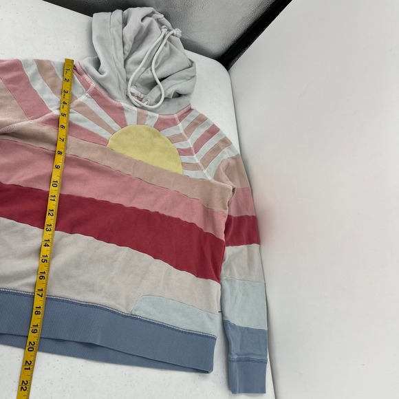 Faherty Women Size Small Soleil Organic Cotton Patchwork Hoodie Sweatshirt - Picture 8 of 11